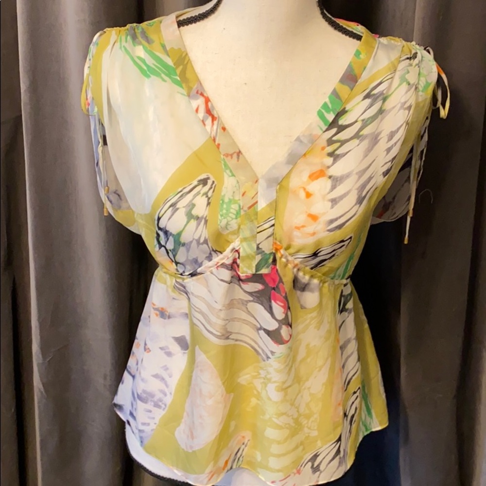 Leifsdottir sz 0  butterfly wing pattern silk top